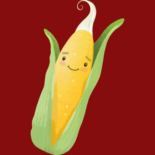 可爱笑脸玉米插画