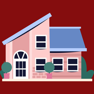 简约风格独栋粉色小房子