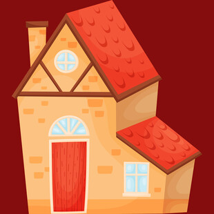 卡通风格的温馨小房子