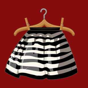 黑白条纹短裙挂在衣架上