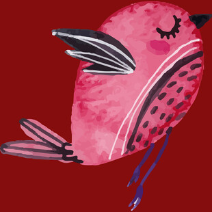 粉色梦幻小鸟插画