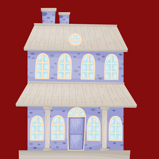 复古双层蓝紫色建筑模型