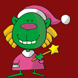 圣诞绿精灵持魔法棒