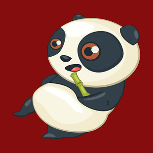 可爱熊猫吃竹子卡通形象