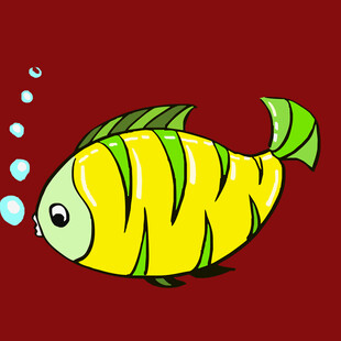 彩色条纹小鱼插画