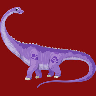 紫色长颈恐龙插画形象