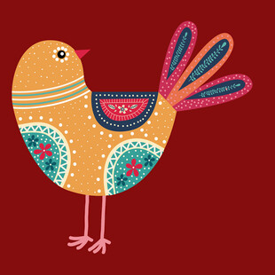 彩色花纹小鸟插画