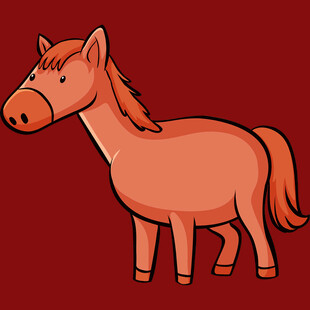 卡通风格站立的棕色小马