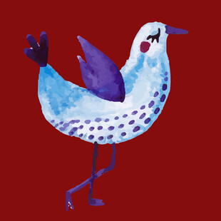 蓝色斑点小鸟欢快起舞