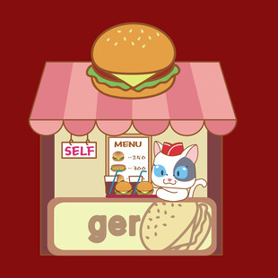 卡通风格汉堡售卖小店铺