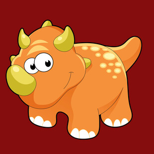 可爱橙色小恐龙插画