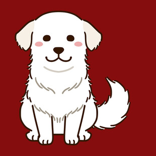 可爱白狗狗萌态插画