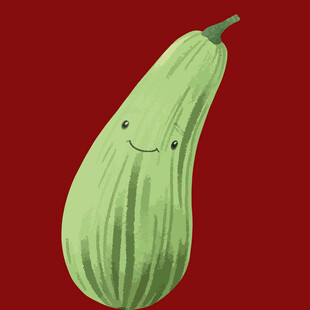 微笑的绿色西葫芦