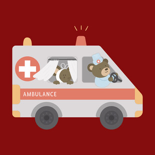 卡通动物驾驶的急救车