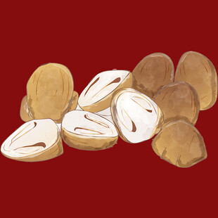 开口杏仁坚果特写