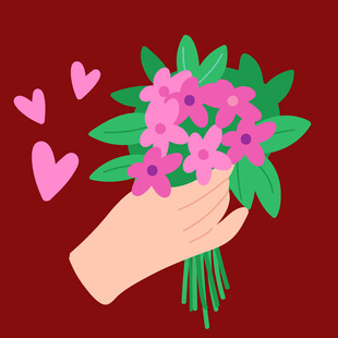 手捧鲜花传递爱意