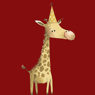 卡通长颈鹿红色背景形象
