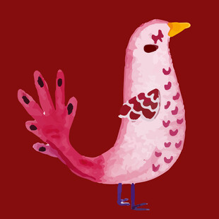 粉色爱心小鸟插画