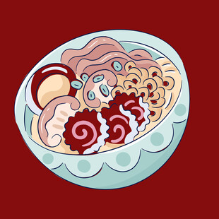 卡通风格美味面食插画