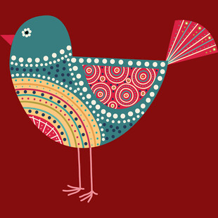 彩色花纹小鸟插画