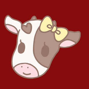 戴蝴蝶结的可爱奶牛头像
