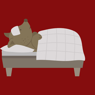 卧床休息的卡通小熊