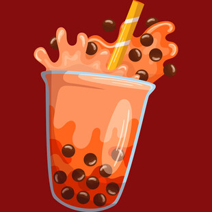 橙味珍珠奶茶溅起瞬间