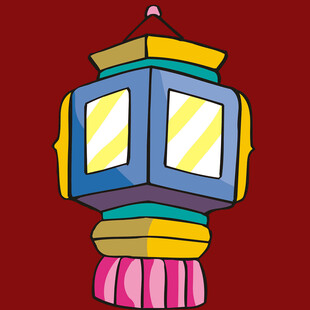 彩色古风灯笼插画