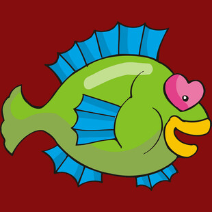 可爱卡通绿鱼带爱心装饰