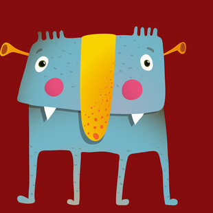 蓝色卡通大象玩偶形象