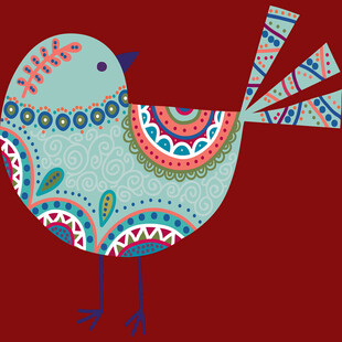 彩色花纹小鸟图案设计