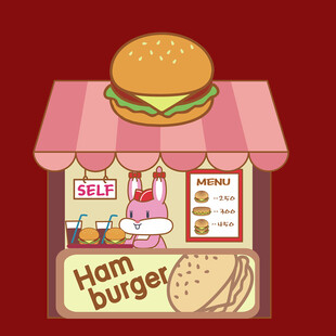 可爱汉堡售卖小摊位