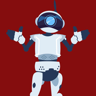 可爱机器人展示友好姿态