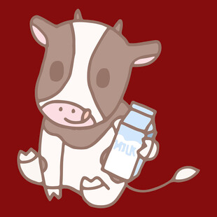 可爱小牛手持奶瓶