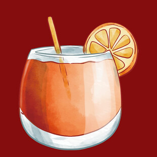 手绘橙味鸡尾酒