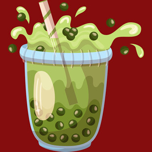 抹茶珍珠奶茶溅出瞬间