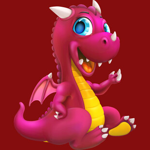 可爱粉色小龙卡通形象