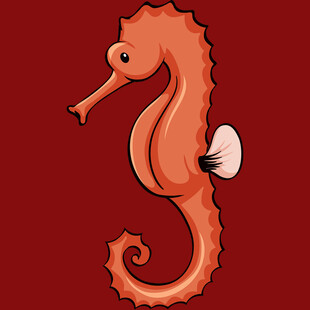 卡通红色海马形象