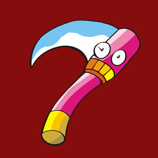 粉色卡通问号带月牙造型