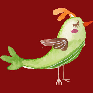 卡通黄瓜造型小鸟插画