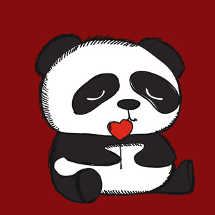 可爱熊猫手持红心