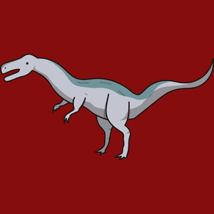 红色背景上的卡通恐龙