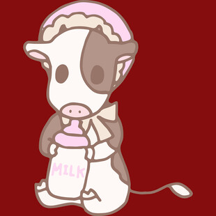 可爱奶牛宝宝手持奶瓶