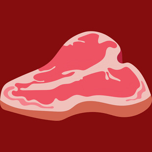 卡通风格的新鲜生猪肉块