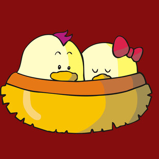 小鸡在巢中甜蜜依偎