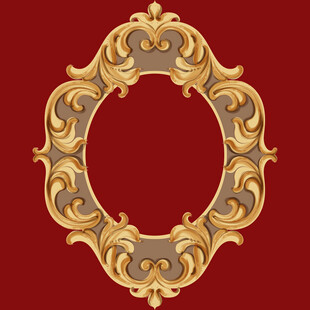 金色雕花椭圆边框图案