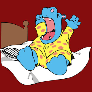 蓝色恐龙起床打哈欠