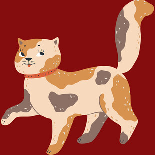 可爱三色猫插画