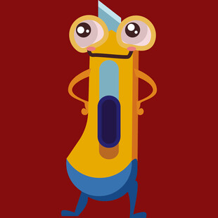 可爱卡通造型的黄色铅笔