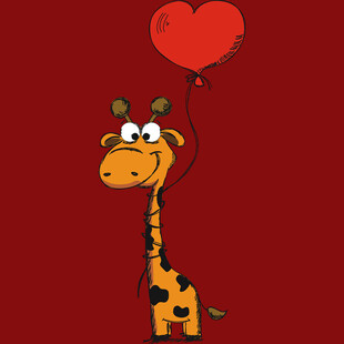 长颈鹿手持爱心气球